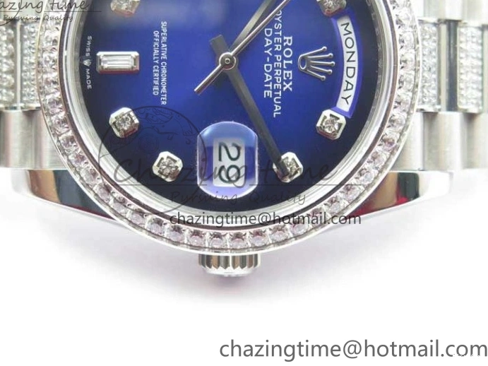 MiroTime 0521 Day-Date 36mm 128239 SS Crystal BP Best Edition Blue Crystal Marker Dial on SS President Bracelet A OdorResistant 2677